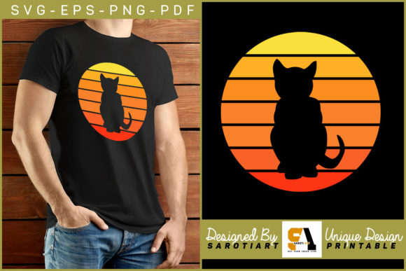 Cat with Retro Color T-shirt Design Review